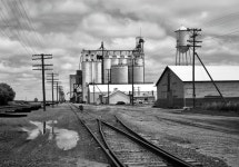 Railroad siding at the Northern Ag Service Inc. grain elevator and related equipment in the town of Holly, near the Kansas line... 