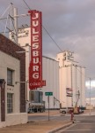 This looks much like a movie-theater marquee, but this sign in little Julesburg, Colorado, on the Nebraska border, is attached to... 