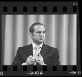 [Lee A. Iacocca, President of Ford Motor Company, head-and-shoulders portrait, facing slightly right, gesturing with two hands... 