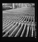 El Paso, Texas, Phelps Dodge refining company. Electrolytic tanks in which sheets of pure copper are formed. The sheets are later... 