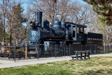 An old Garden City Western Railway steam locomotive and coal tender are displayed in a park in Garden City, a small city in... 