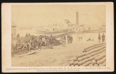 Shipping 1st Conn. Siege Train at Yorktown. Pier built by Capt. Perkins | Library of Congress Shipping 1st Conn. Siege Train at... 