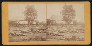 View at Lossers (i.e. Trostles) barn, where the 9th Massachusetts Battery was cut up | Library of Congress View at Lossers (i.... 