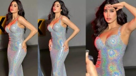 HOTNESS ALERT! Janhvi Kapoor goes BOLD in this shimmery gown with plunging neckline, raises eyebrows | Entertainment - Times of... 