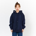 (UNISEX) 가성비 오버핏 베이직 기본자수 남녀공용 기모 맨투맨 풀오버 후드 (후디) 네이비