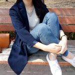 수애르떼(ssuertee)님의 스타일       | 봄봄봄 봄이 왔어요     #맞팔 #선팔하면맞팔 #봄자켓 #봄코디 #네이비자켓 #봄자켓추천 #기본티 #기본