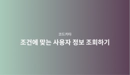 조건에 맞는 사용자 정보 조회하기