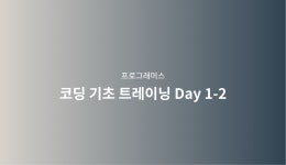 코딩 기초 트레이닝 Day 1-2