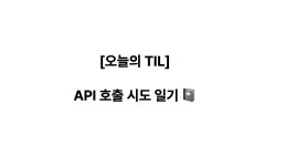 [TIL] API 도전기[1]
