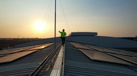 저녁에 일몰이 있는 태양전지 농장 발전소와 태양전지판 무비클립, 동영상, 영상,HD 영상, HD 비디오, HD 비디오클립. 무비클립 202505968