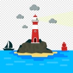 그래픽, 등대, 포스터, 만화, 탑, 만화, 등대, 포스터 png | PNGWing