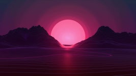 Download Pink Moon Between Mountains Wallpaper | Wallpapers.com
