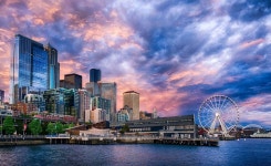 Download Seattle Hd Blue And Pink Wallpaper | Wallpapers.com