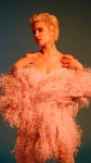 Download Halsey In Peach Dress Wallpaper | Wallpapers.com