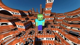 Download Installing Tnt to Blast up your Creation in Minecraft Wallpaper | Wallpapers.com