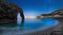 Wallpaper Durdle Door, 5k, 4k wallpaper, beach, night, stars, sea, England, Nature #11906
