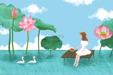 로터스 연못 소녀 그림 일러스트 무료 다운로드 - Lovepik 로터스 연못 소녀 그림