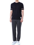 톰브라운 삼선탭+소매삼선스트라이프 라운드 티셔츠 (네이비)MJS247A J0129 415