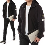 스톤아일랜드 소프트쉘 와펜 지퍼포켓 히든후드 집업점퍼 (블랙)701543327 V0029