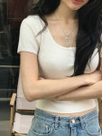 위드블룸 Wendy short-sleeved crop knit [4color]