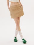투 포켓 로우 미니 스커트 [BEIGE] - (주)원더플레이스