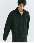 CORDUROY COLLAR DENIM JACKET [BLACK] - (주)원더플레이스