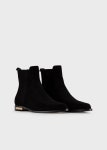 Suede Beatle boots with pleated metal inserts | Woman | Giorgio Armani Suede Beatle Boots With Pleated Metal Inserts for Women... 