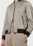 Satiny quilted bomber jacket with logo | Man | Emporio Armani Satiny Quilted Bomber Jacket With Logo for Men | Emporio Armani
