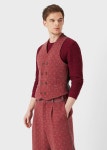 Double-breasted waistcoat in textured double jacquard | Man | Giorgio Armani Double Breasted Waistcoat In Textured Double... 