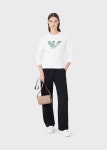 Organic cotton sweatshirt with oversized eagle pattern | EMPORIO ARMANI Woman