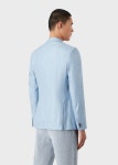 Slim-fit single-breasted jacket in pure bamboo basketweave | EMPORIO ARMANI Man