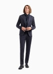 Single-breasted waistcoat in jacquard-striped armure virgin wool | EMPORIO ARMANI Man