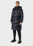 Long, hooded puffer jacket in quilted, matte nylon | EMPORIO ARMANI Man