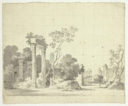 View of the Park at Versailles: Ruined Columns and an Open Iron Gate | The Art Institute of Chicago