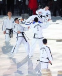 開会式前に、テコンドーのパフォーマンスが行われた＝９日夜、平昌五輪スタジアム、細川卓撮影（20/25）ー平昌オリンピック開会式：... 