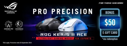 Purchase an eligible ROG Keris II Ace gaming mouse and register to receive an E-Gift Card of $50