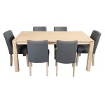 Cusco 7pc Set Dining Set 150 - 190cm Extendable Table 6 Chair Scandinavian Style | BIG W