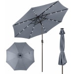 Costway 3m Patio Umbrella Solar LED Lighted Tilt Adjustment Crank Parasol w/Metal Frame Garden Beach | BIG W