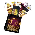 NRL Brisbane Broncos Showbag 24 w/ Cap/Duffle Bag/Drink Bottle/Socks/Key Chain | BIG W