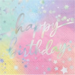 Lunch Napkins Luminous Birthday Iridescent Hot Stamped | BIG W