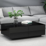 1 Drawer Artiss Coffee Table Storage Shelf Black | BIG W