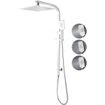 Chrome Bath Square 10 Ultrathin Rainfall Shower Head 3-MODE Handheld Set Gooseneck Arm Wall Rail Diverter Mixer Tap WELS | BIG W