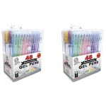 48Pc Scribbles Stationery Gel Pen Set Neon Glitter Metallic Pastel With Case | BIG W