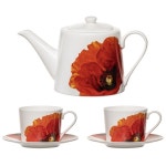 5pc Ashdene Red Poppies Tea Party/Coffee Latte Drink Set w/ Teapot/2x Cup/Saucer | BIG W