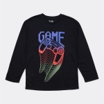 K-D Boys Long Sleeve Game Zone Print Tee - Black | BIG W