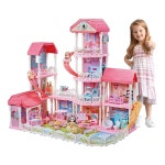 Doll House Dream Play Furniture Playhouses Toys Dollhouse Princess Castle Light Music 11 Rooms 4 Stories 93cm | BIG W