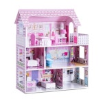 Costway 3-Tier Doll House Kit Wood Dreamhouse Playset Full Furniture DIY Pretend Play Toy | BIG W