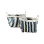 2pc Maine & Crawford Haddie Stripe Jute 30/35cm Square Basket Storage Set Blue | BIG W