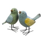 2pc Resin/Iron Birds Home/Room Tabletop Statue Decorative Figurine Blue/Yellow | BIG W