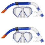 2pc Mirage Caribbean Snorkelling/Swimming Mask & Snorkels Set Blue | BIG W